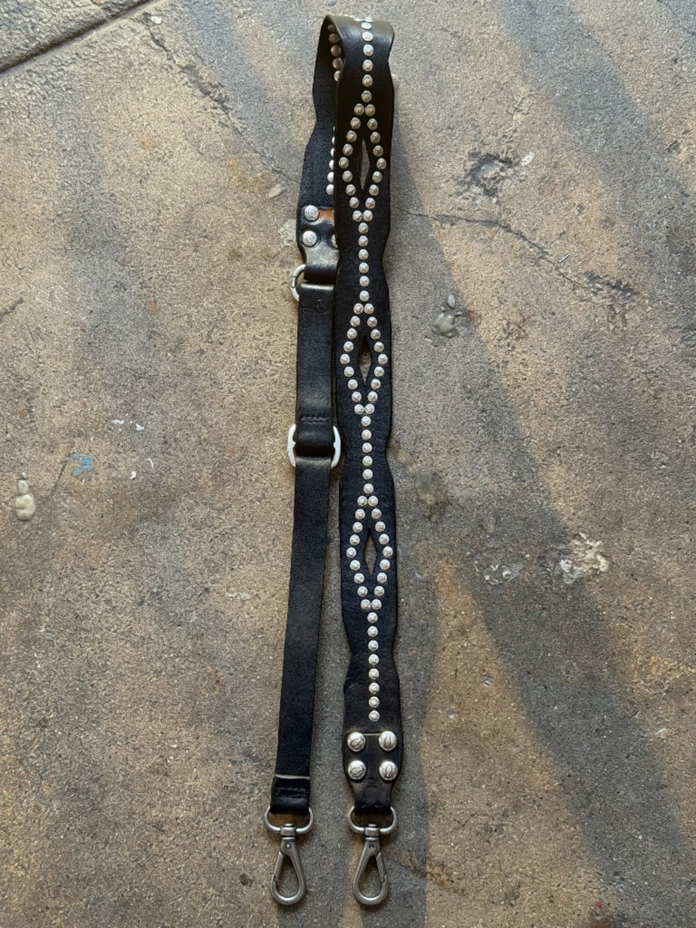 Campomaggi Leather Studded Cross-Body Strap in Navy